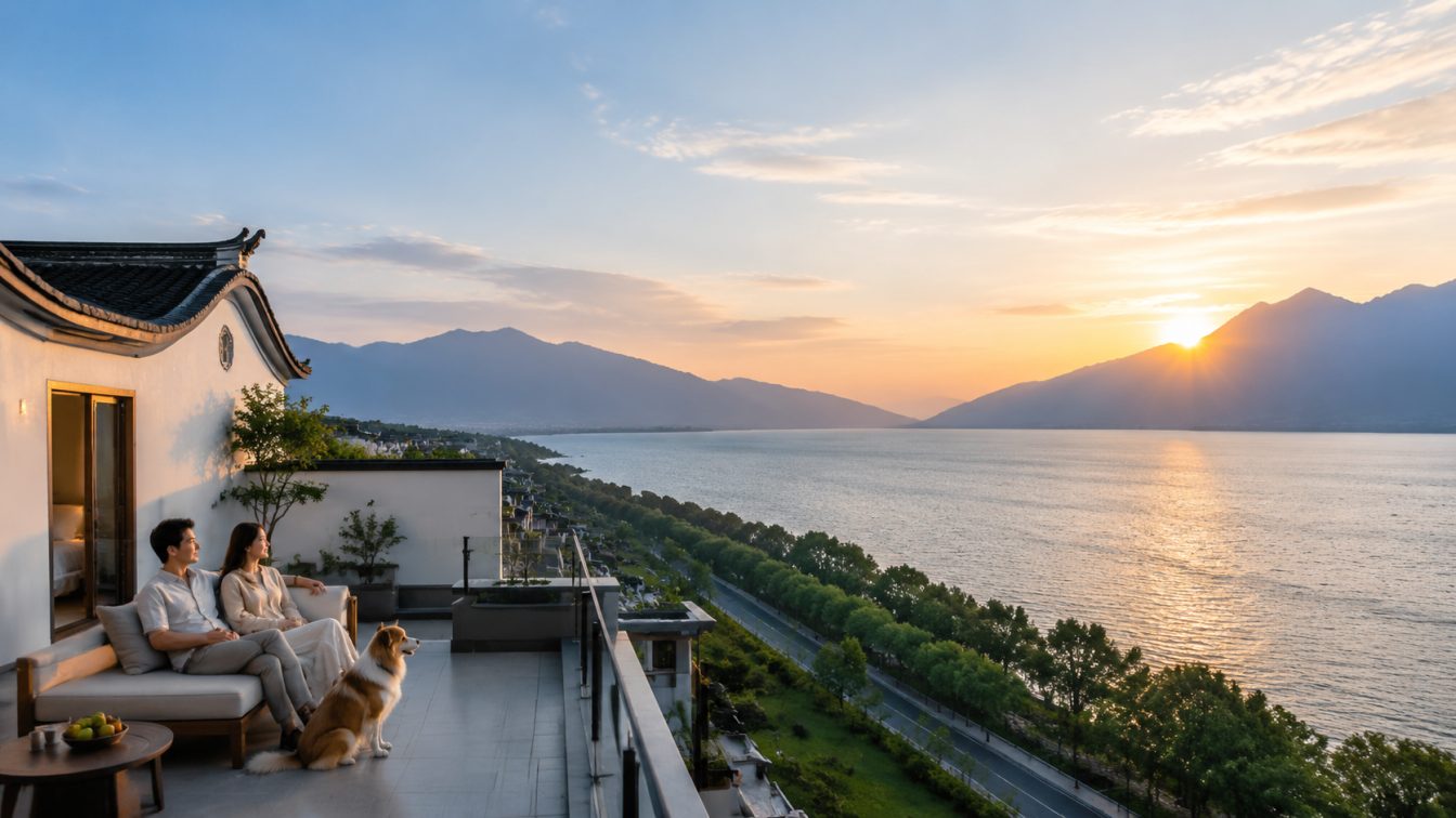 保山携宠住进洱海落日